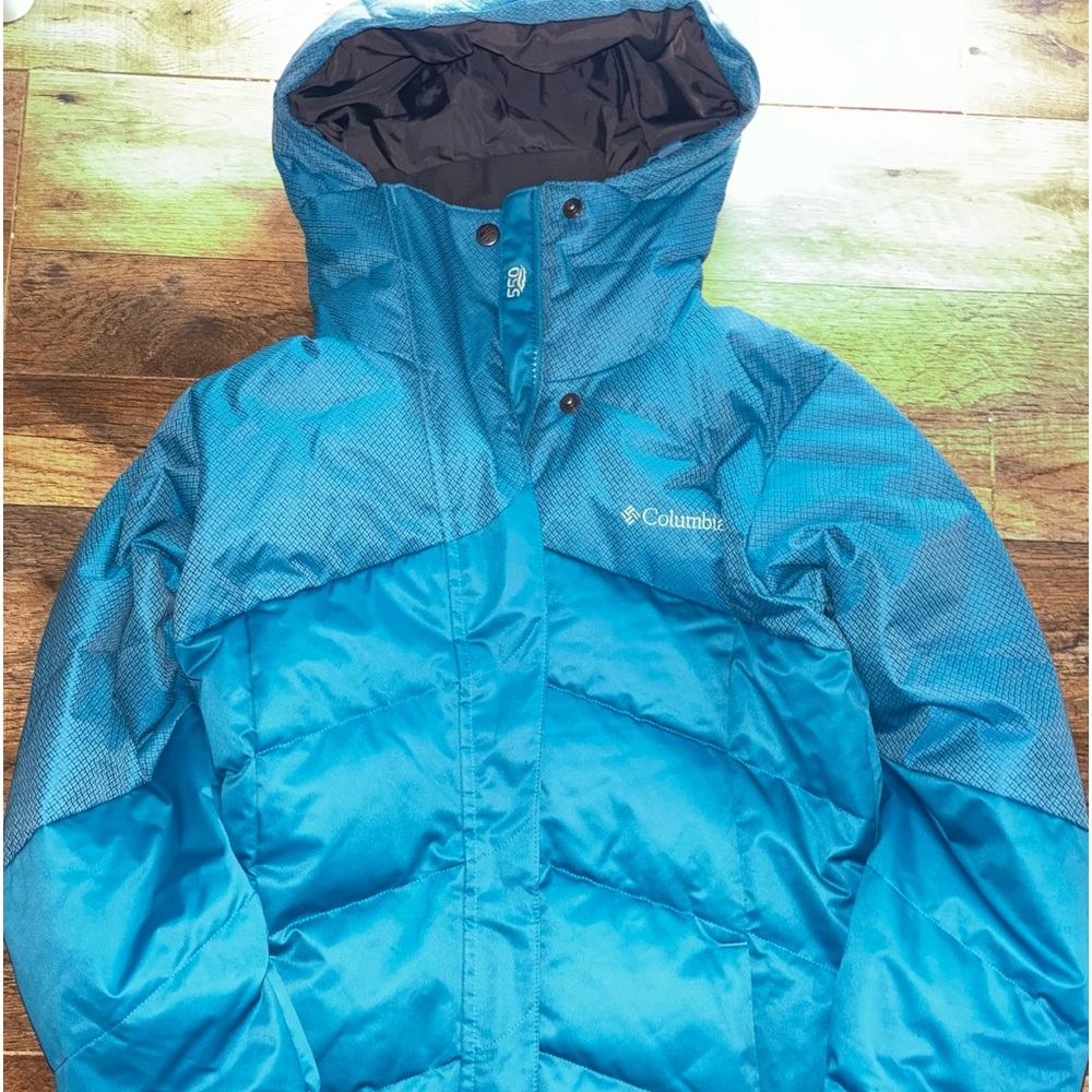 Columbia Jacket Womens Extra Small Teal Blue Quilted Puffer Omni Heat Parka Snow